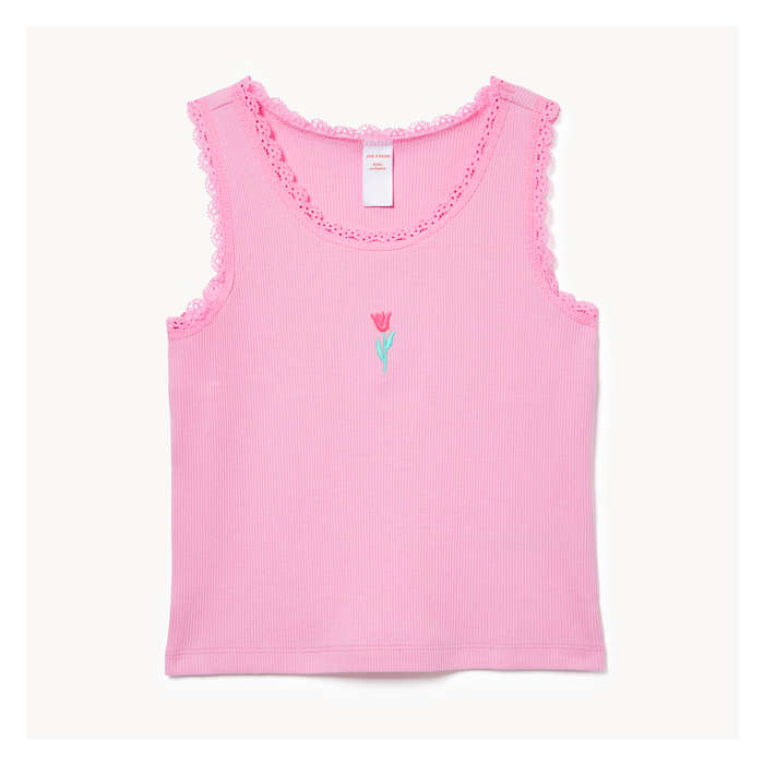 Filles Cami côtelée pour filles - Rose Vif